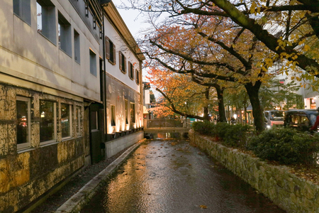 Gion Shirakawa at night view at fallのeditorial素材