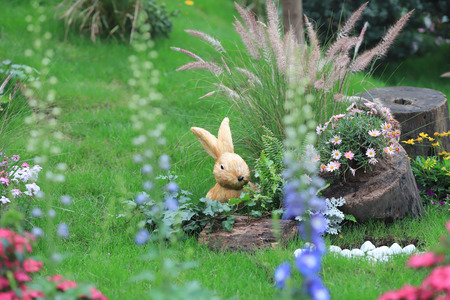 the flower beds in formal garden at outdoor