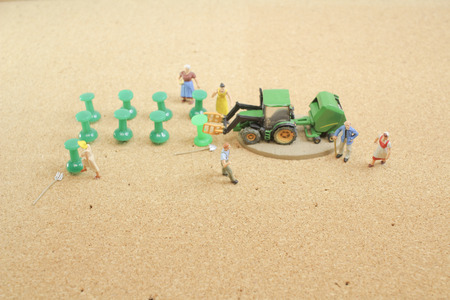 a Toy farming of figure people on the farmの写真素材