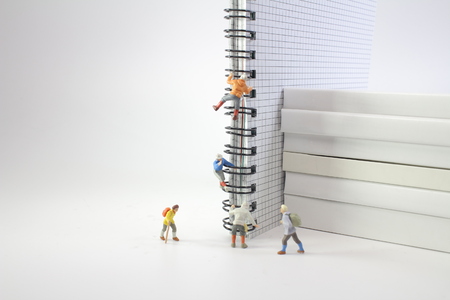 

a fun of figures are hiking at stationeryの写真素材