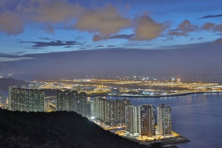 a view at Por Kai Shan of Tung Chung townの写真素材