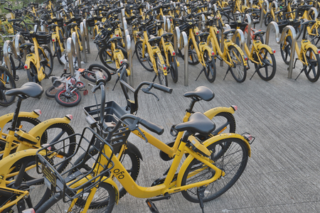 Too many shared bikes in hong kongのeditorial素材