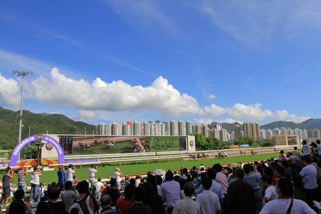 Horse racing at the Racecourse in a HKのeditorial素材