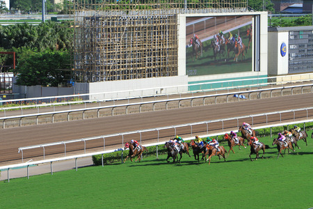 Sha Tin is one of the two racecourses for horse racingのeditorial素材