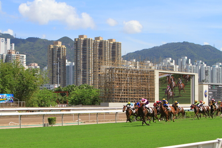 Racecourse in Hong Kong sha tin Fo Taのeditorial素材