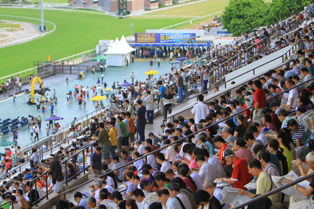 Sha Tin is one of the two racecourses for horse racingのeditorial素材