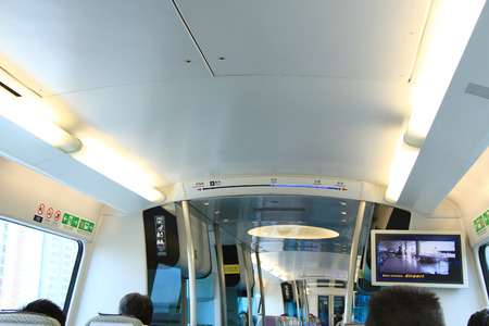 the inside of airport express at hk
