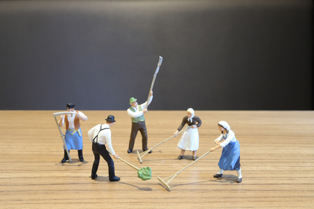Toy farming of figure people on the farmの写真素材