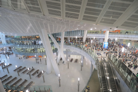 an Inside view Express Rail Link West Kowloon Stationのeditorial素材