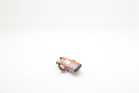 the fun of figure keyboard playing musicの写真素材