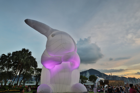 Chinese lanterns light up to celebrate mid autumnのeditorial素材