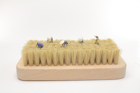 the fun of mini of  farmer workingの写真素材