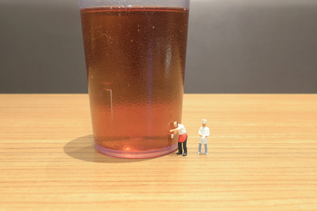 the mini of small bartender figure with drinkの写真素材