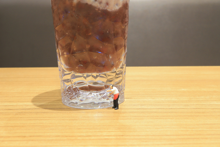 the mini of small bartender figure with drinkの写真素材