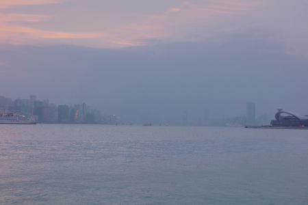 an Air pollution hangs over the Hong Kong Islandのeditorial素材