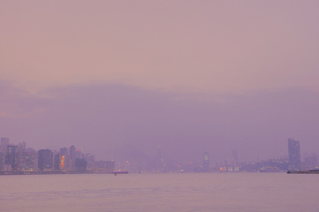an Air pollution hangs over the Hong Kong Islandのeditorial素材