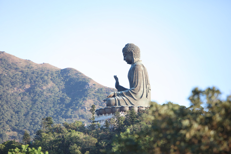 Tian Tan Buddha statue at Po Linの写真素材