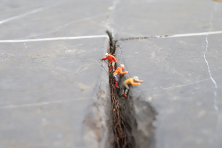 the fun of tiny figures are climbの写真素材