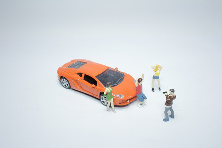 the tiny of figure photo the model with carの写真素材