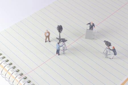 the journalist making an interview with a man.の写真素材