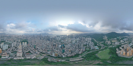 hong kong, 14 Sept 2019:360VR aerial view of Sham Shui Po , hong kongのeditorial素材
