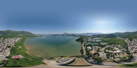 VR360 aerial view a bay of tai po district.の写真素材