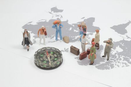a figure standing on map, Travel and transportation Concept.の写真素材
