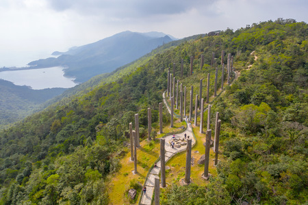 the Wisdom path. Lantau Island, Hong Kong, China.のeditorial素材