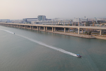 a view of Hong Kong Zhuhai Macau Bridge  23 Nov 2019のeditorial素材