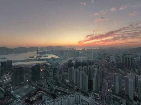 Top view of kowloon of hong kong city 8 Dec 2019