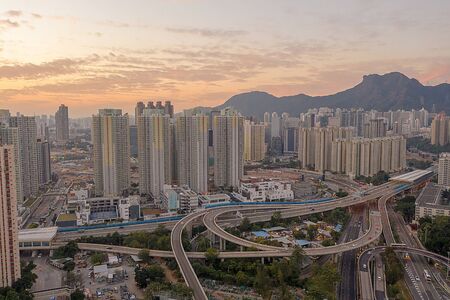 Top view of kowloon of hong kong city 8 Dec 2019