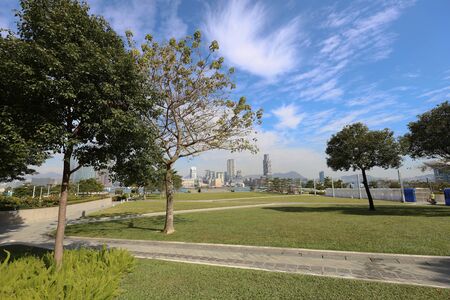 Tamar Park in view of central Hong Kong, 9 Dec 2019のeditorial素材