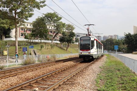 Moving kight Train In Hong Kong At Day 11 jan 2020 