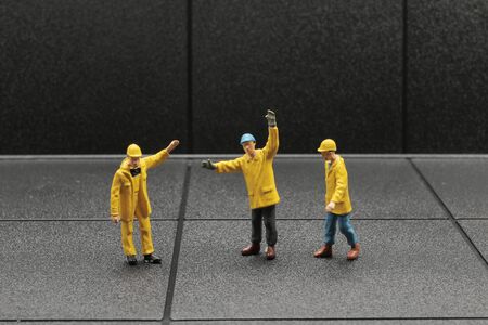 mini engineer and worker occupation isolated with clipping path on white background.の写真素材