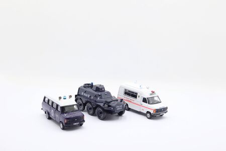 the set of scale hong kong police car and ambulanceの写真素材