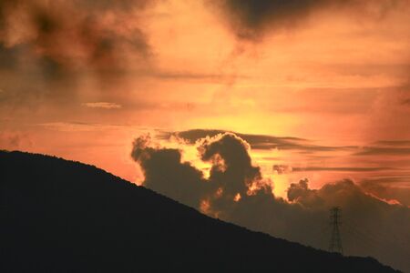 the Beautiful Mountains Sunrise at Hong Kong 7 Sept 2008 の写真素材