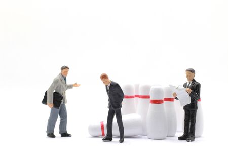 the tiny of Business people Figurines and Bowling Ballの写真素材