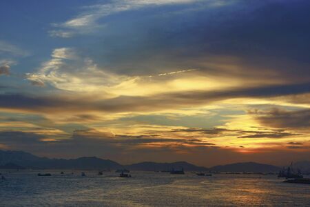 the west side of Sunset Hong Kong. 2 Aug 2008の写真素材