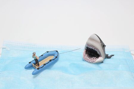 the fun of figure is fishing at the maskの写真素材