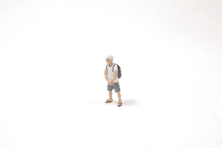 a fun mini figure man at the boardの写真素材