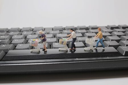 a fun of  mini shoppers with shopping cart