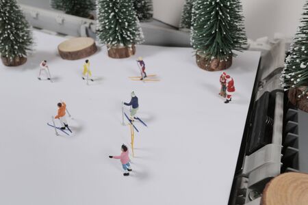 the fun of a figure are skiing on print trayの写真素材