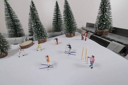 the fun of a figure are skiing on print trayの写真素材