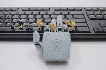 the scale of big robot hand type keyboard の写真素材
