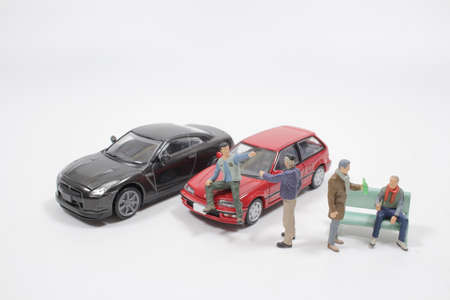 figure Man As Gangster with the sport car