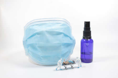 a mini Paramedics moving a patient on a stretcherの写真素材