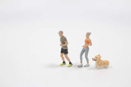 Couple running on white background