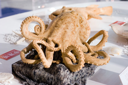 a Wooden sea animal isolated siplay at galleryの写真素材