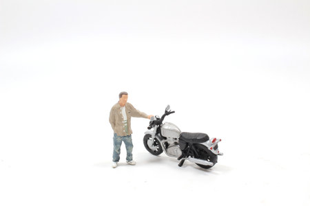 a figure man with the motor bikeの写真素材
