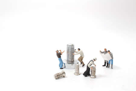 the fun of engineer are looking to blueprintsの写真素材